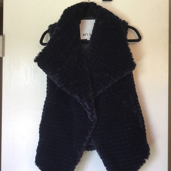 Anthropologie NVLT navy Faux Fur Vest - Picture 1 of 5